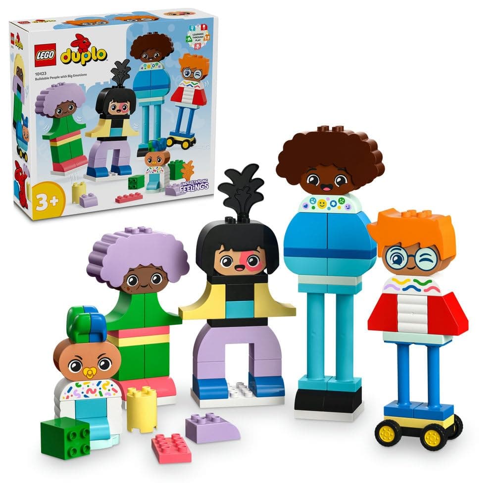 LEGO DUPLO Town Buildable People with Big Emotions Toddler Learning Toys for Boys & Girls aged 3 Plus, 5 Characters with 10 Role-Play Faces, 71 Bricks for Customisable Fun, Gift Idea 10423