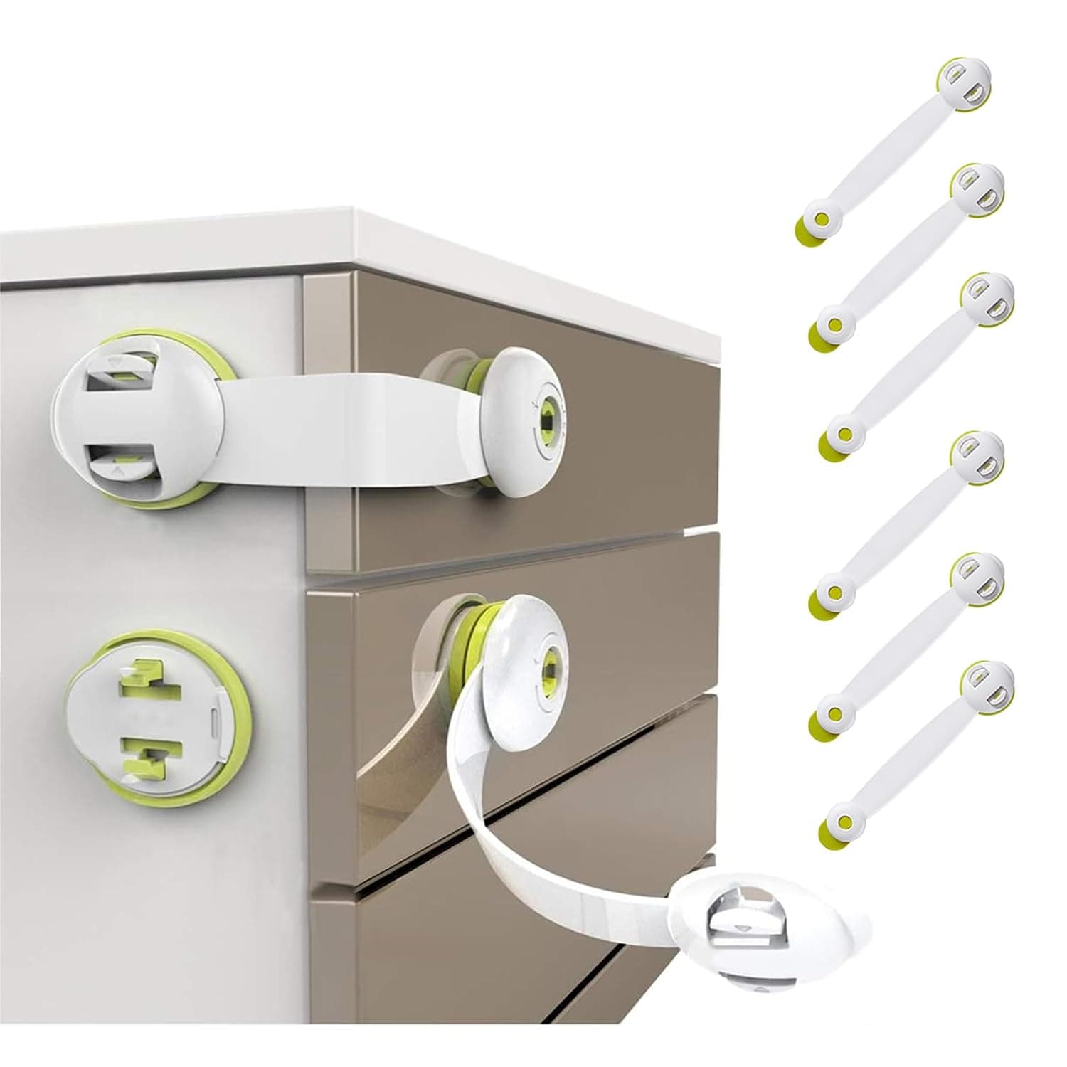 LinJie Child Safety Locks,6 Pack Refrigerator Lock,Child Proof Refrigerator Lock,Fridge Locks for Kids with Sticky Adhesive Pads Sutible for Fridge,Cabinets Drawers and Dishwasher