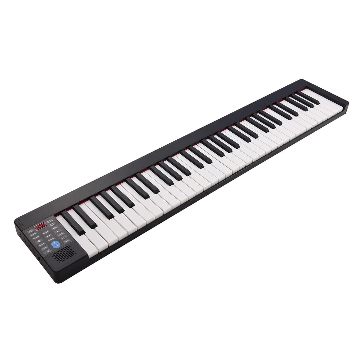 Eacam 61 Key Folding Piano Keyboard - Multifunctional Electronic Music Keyboard Portable Piano with LCD Display, BT& MIDI, Rechargeable Musical Instrument with Piano Bag/Sustain Pedal for Beginners