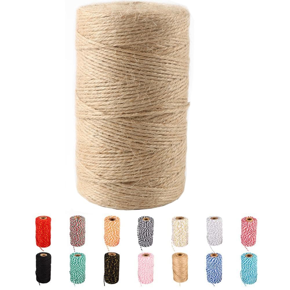 Natural Jute Twine,328 Feet Jute Rope Brown Twine Rope for Crafts ,Gift Wrapping, Packing, Gardening and Wedding Decor,Christmas Decor( Natural Brown )