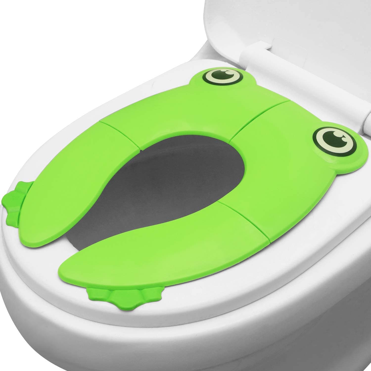 Foldable Potty Toilet Training Seat, Travel Portable Toilet Seat Toddler, Boys & Girls with Non-Slip Silicone Pads，Recyclable Toilet Seat (Green)