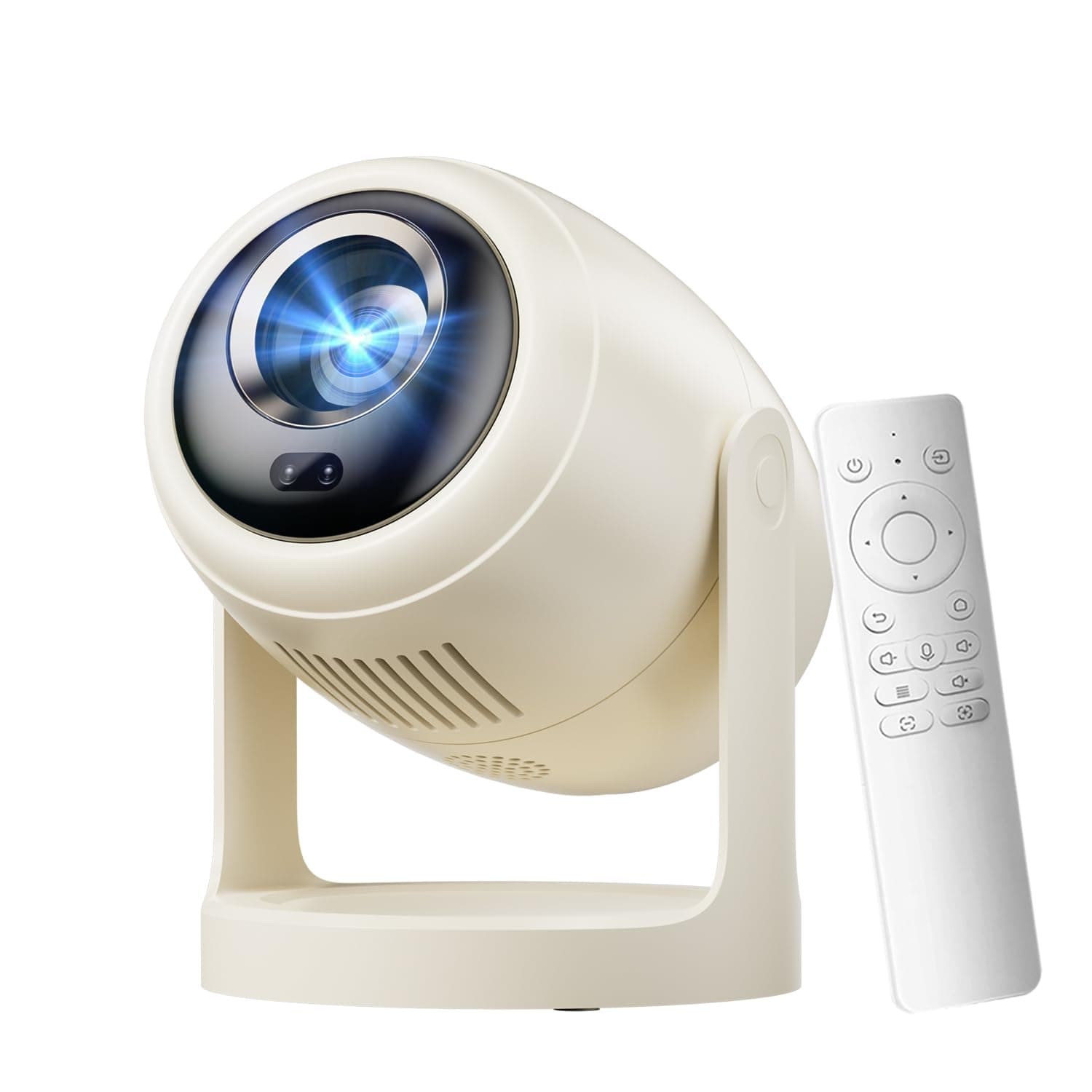 AOC Smart Projector Native 1080P 4K Support,15000 Lumens, Android 13,WiFi6,Auto Focus & Keystone Portable Outdoor Projector,360° Rotatable Projectors with Built-in Apps & Dual Speakers (Warm Yellow)