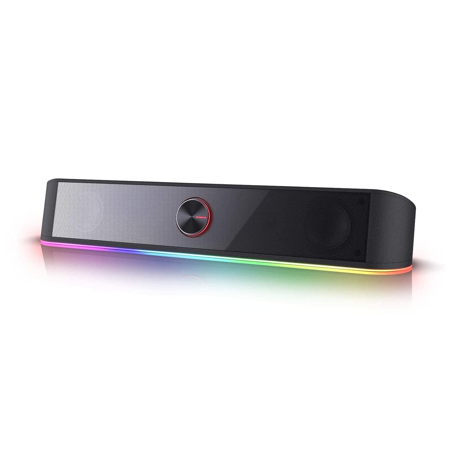Redragon GS560 RGB Desktop Soundbar, 2.0 Channel Computer Speaker with Dynamic Lighting Bar Audio-Light Sync/Display, Touch-Control Backlit with Volume Knob, USB Powered w/ 3.5mm Cable (Black)