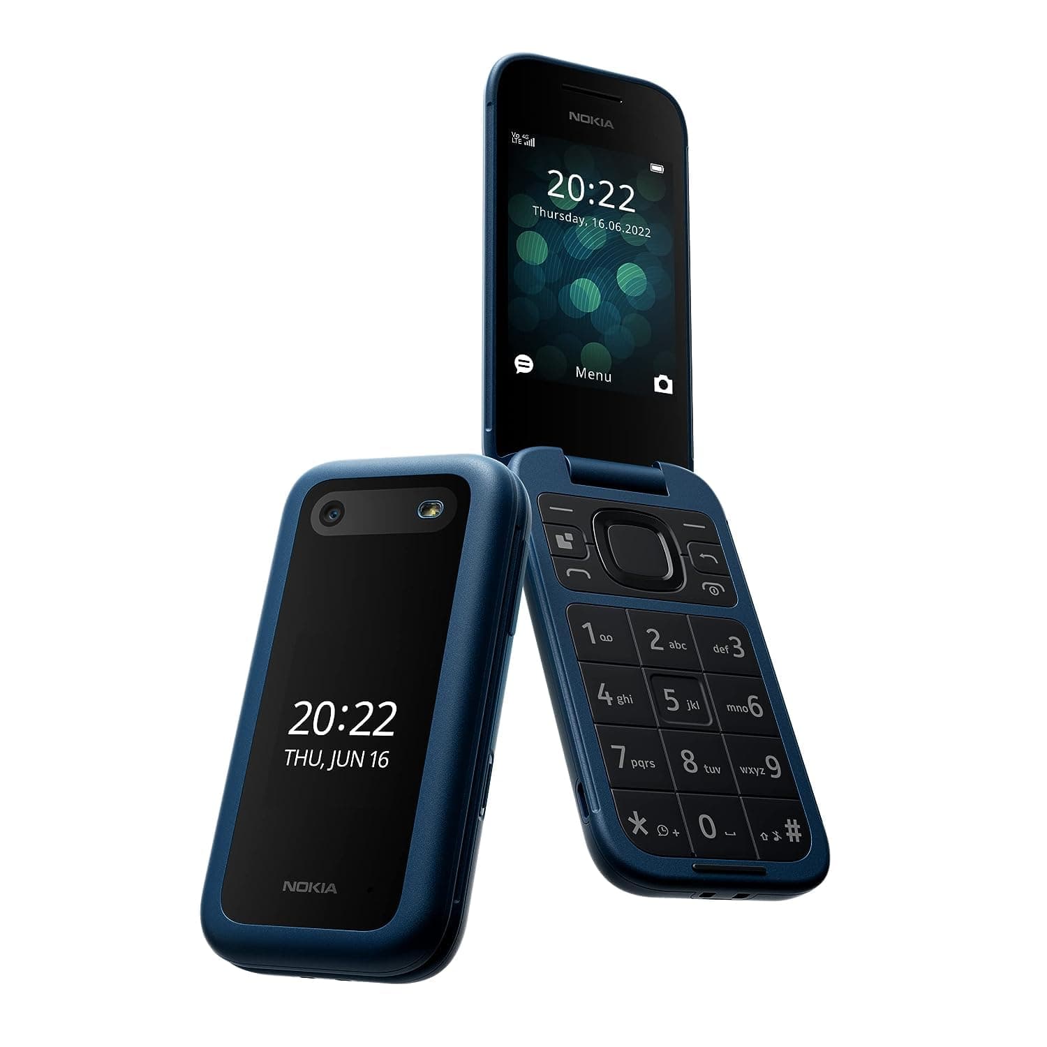 Nokia 2660 Flip Feature Phone with 2.8" display, 4G Connectivity, Hearing Aid Compatibility (HAC), built-in camera, MP3 player, wireless FM radio and classic games (Dual SIM), Blue