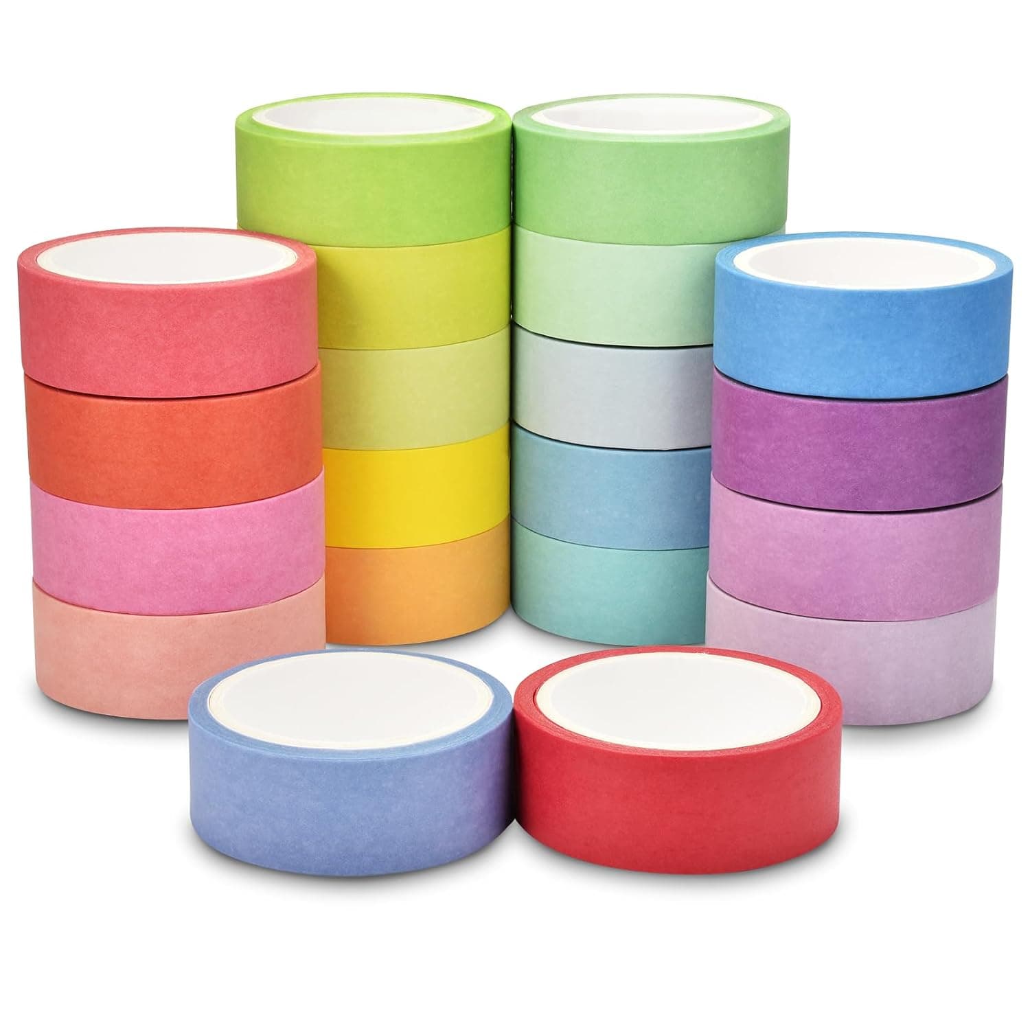 Colorful Washi Tape Set, 20 Rolls Decorative Washi Tape for Scrapbooking Planner Bullet Journal Crafts DIY Art Supplies Gift Wrapping (15mm*5M)