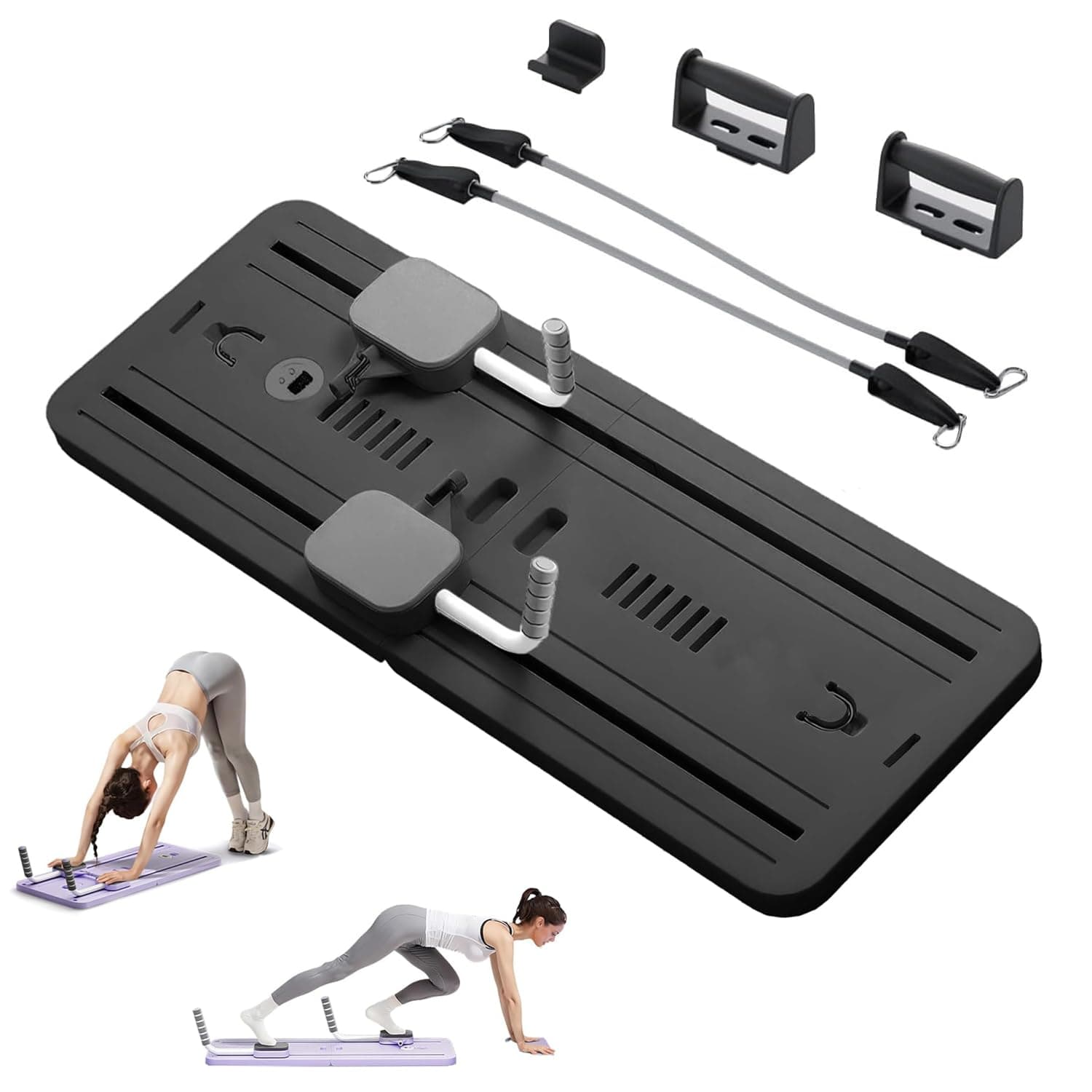 Foldable Pilates Board, 5 in1 Multifunctional Pilates Reformer Machine Set with Timer, Full-Body Toning Workout Core Exercise Equipment for Home Women Men