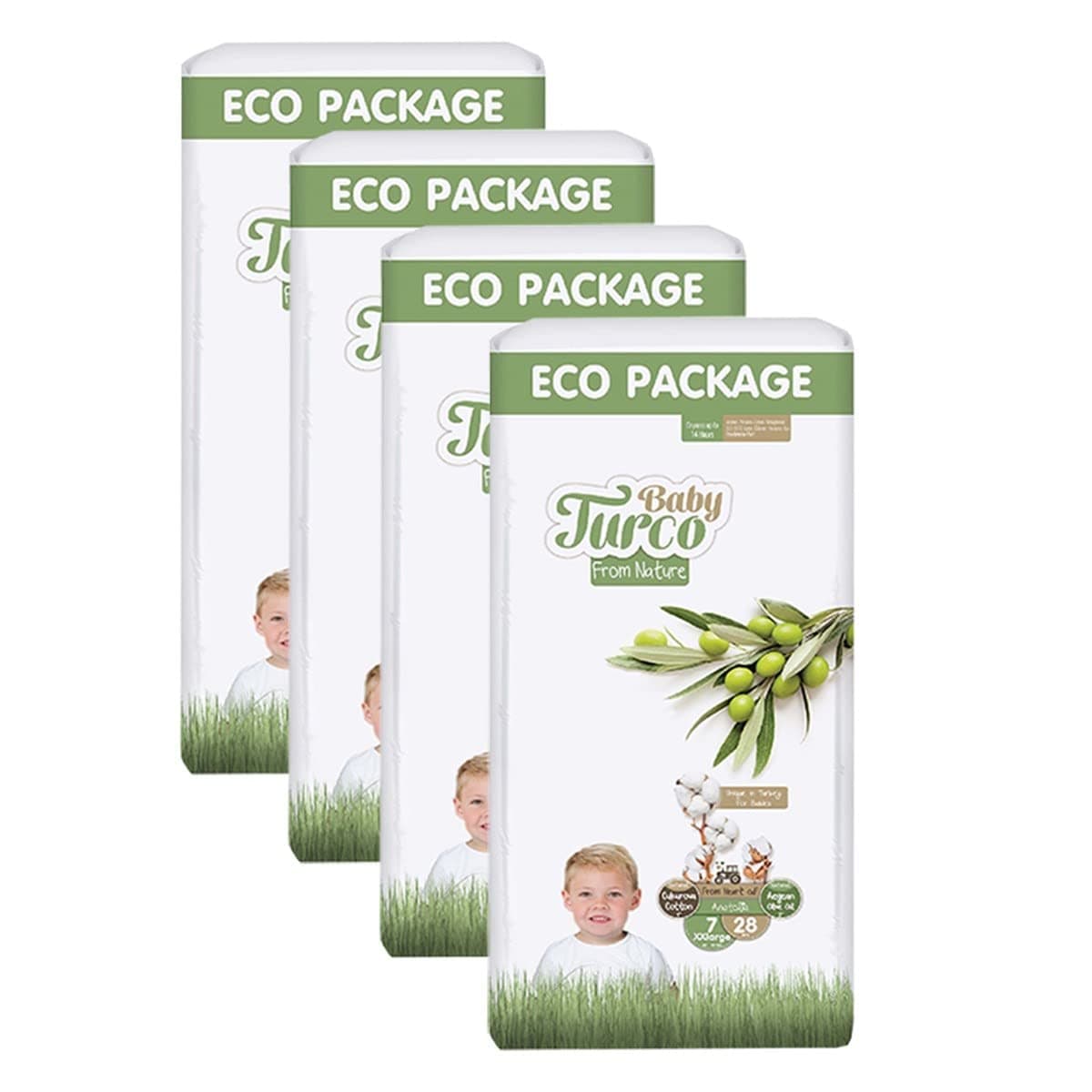 Baby Turco Nature 7 Sizes XX Large 28x4 112 Count Baby Diapers