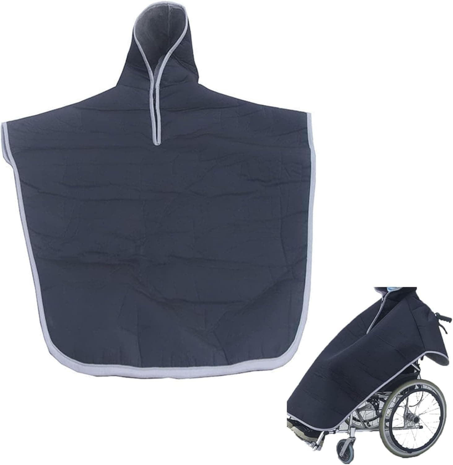 Wheelchair Blanket Winter, Waterproof Hooded Windproof Poncho with Knee Coverage, Plush Fleece Lining, Machine Washable – Universal Fit for Adults, Seniors
