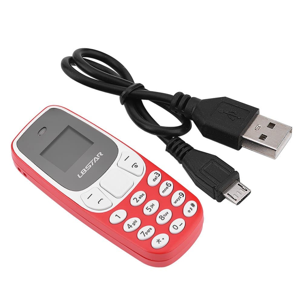 Mini Cellphone Bluetooth Mobile Phone Dual SIM Card Built-in Voice Changer Low Radiation(Red)