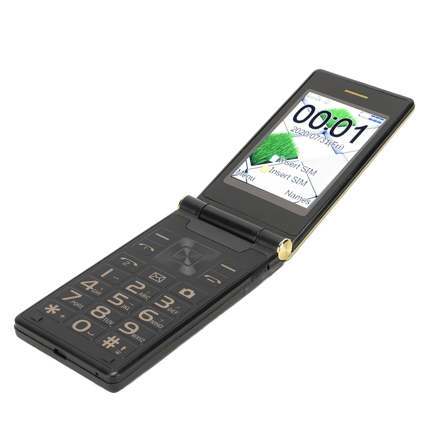 Clamshell Mobile Phone, 2G Unlocked Senior Flip Cell Phone, Large Screen Long Standby Flip Phone 5900mAh Dual SIM Seniors Phone(Gold)