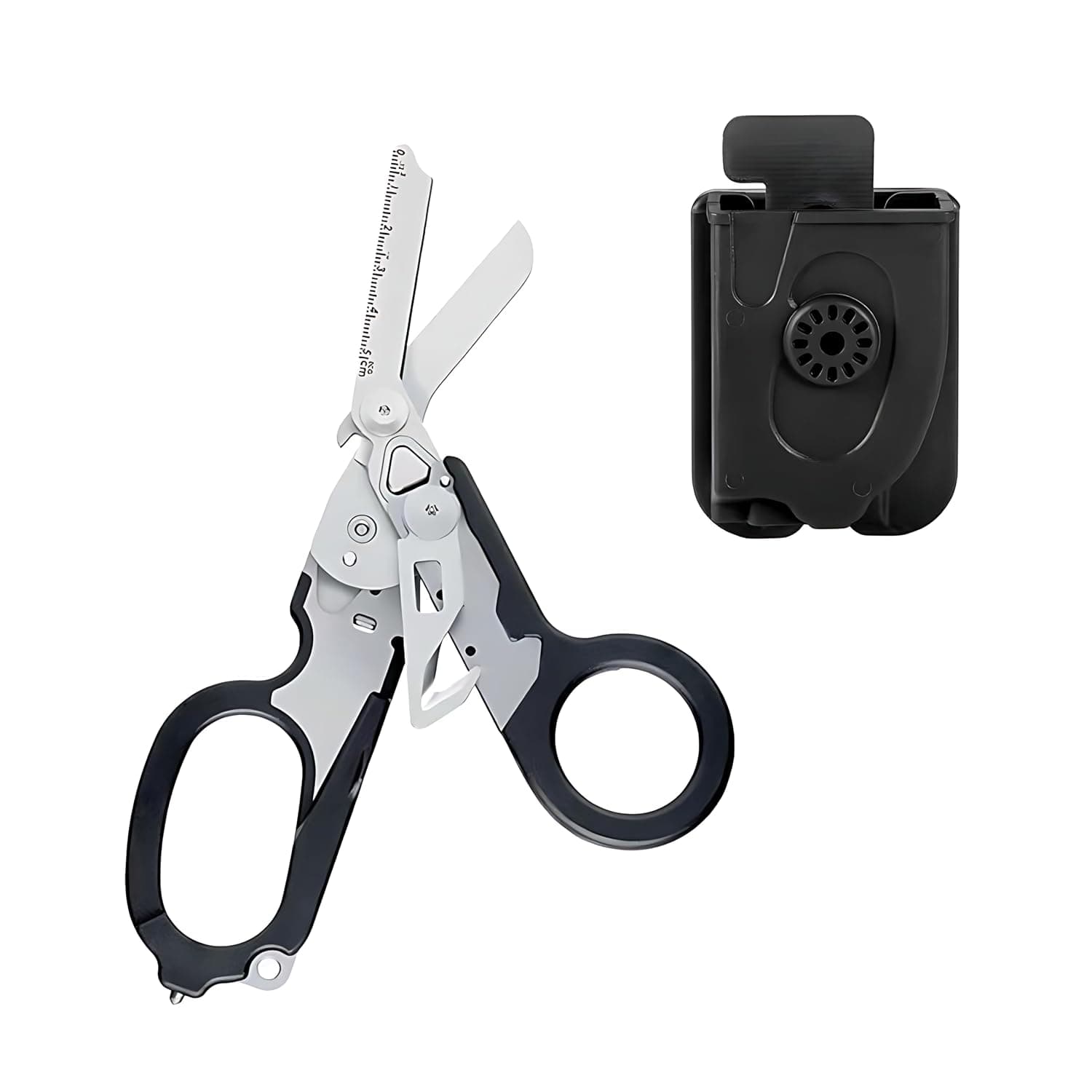 Emergency Response Shears - Stainless Steel Trauma Shears, Foldable Bandage Scissors, Tactical Multifunctional Rescue Pliers for Camping (Black With Shell)