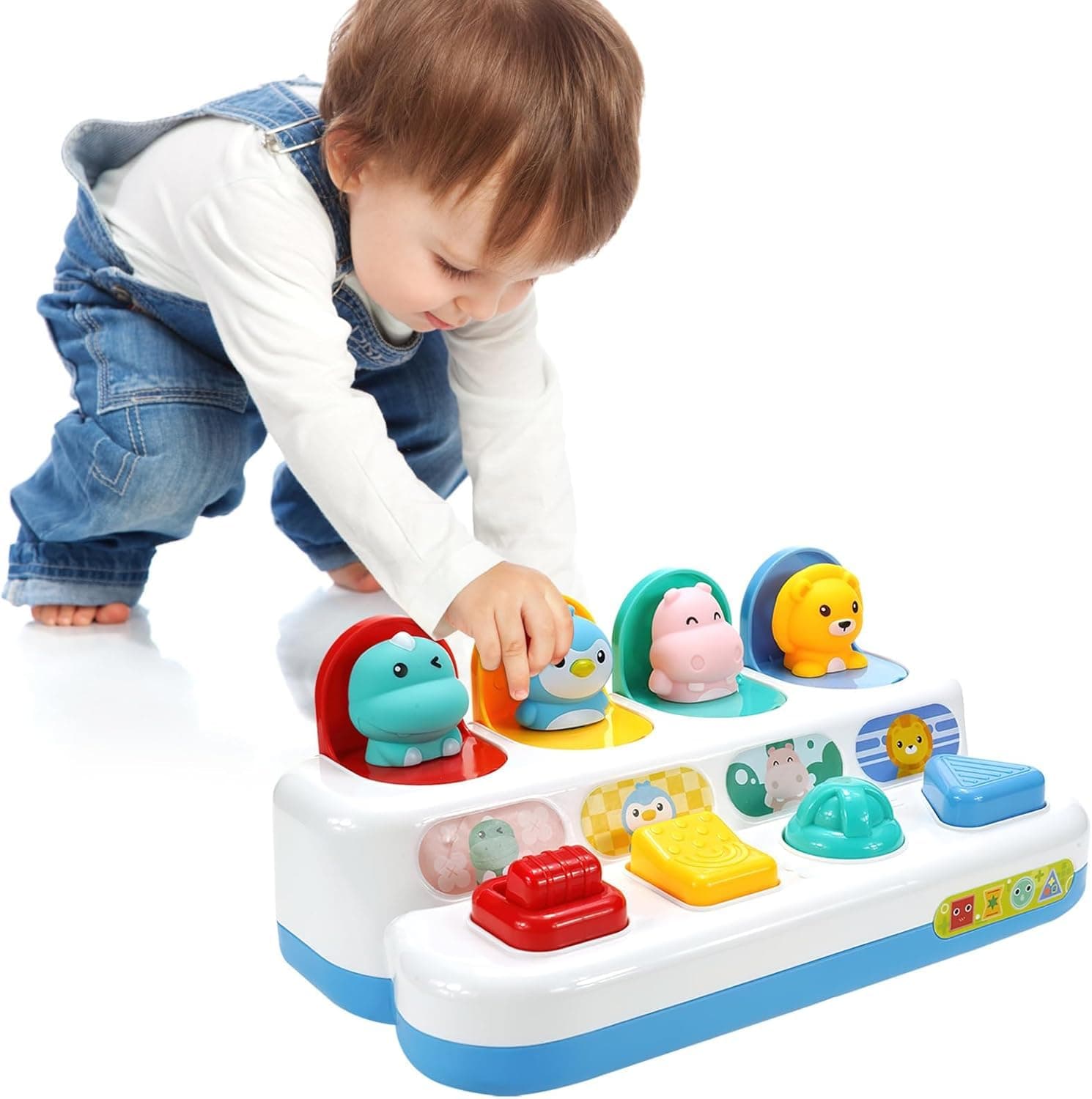 Baby Interactive Pop Up Animals Toy, Toddlers Learning Infant Sensory Pop-up Activity Toys for 6-12-18 Months & 1 Year Old Kids Boys Girls Gifts