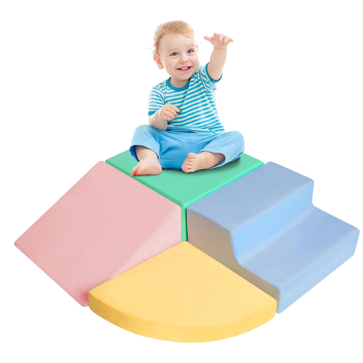 Climbing Toys for Toddlers 1-3, Foam Climb Blocks for Baby，4-Piece Baby Climbing Crawling Toys Soft Foam Blocks Activity Play Set (4-Piece)