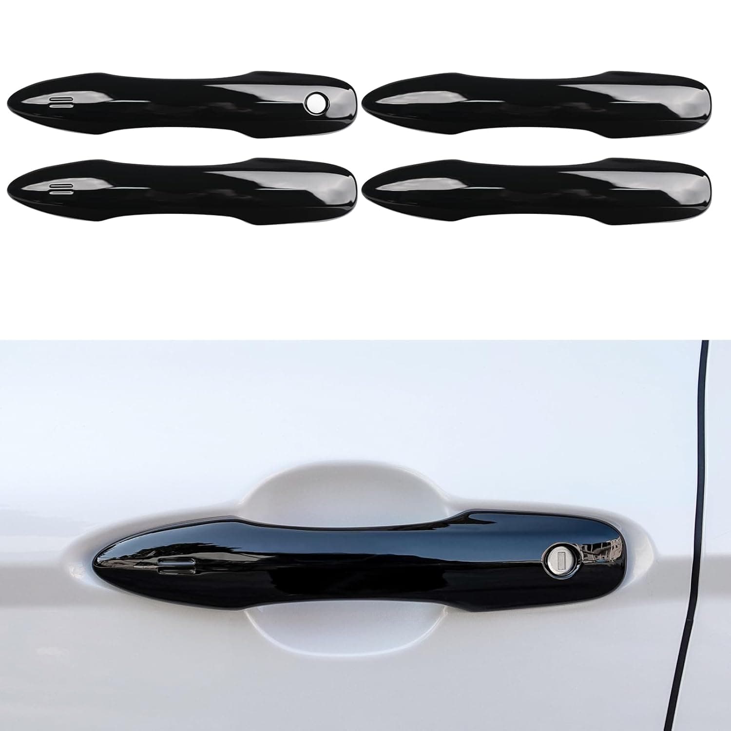 CKE Upgraded Snap-on Door Handle Protectors Compatible with Toyota Camry 2025-2018 for Corolla Corolla Cross Venza Avalon Pruis Accessories Car Exterior Door Handle Cover Trims -Glossy Black