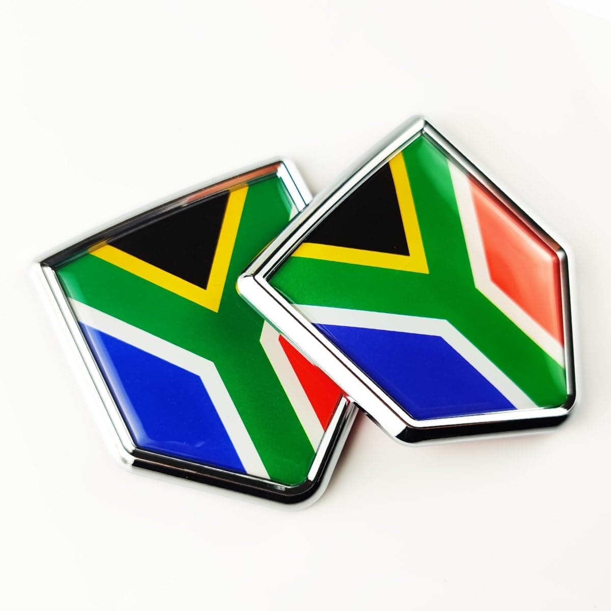 Newperlite South Africa Flag Decal Sticker Car Emblem South African Flag Car Decoration Accessories Chrome Shield for Truck Vehicles Cars, 2 Pack