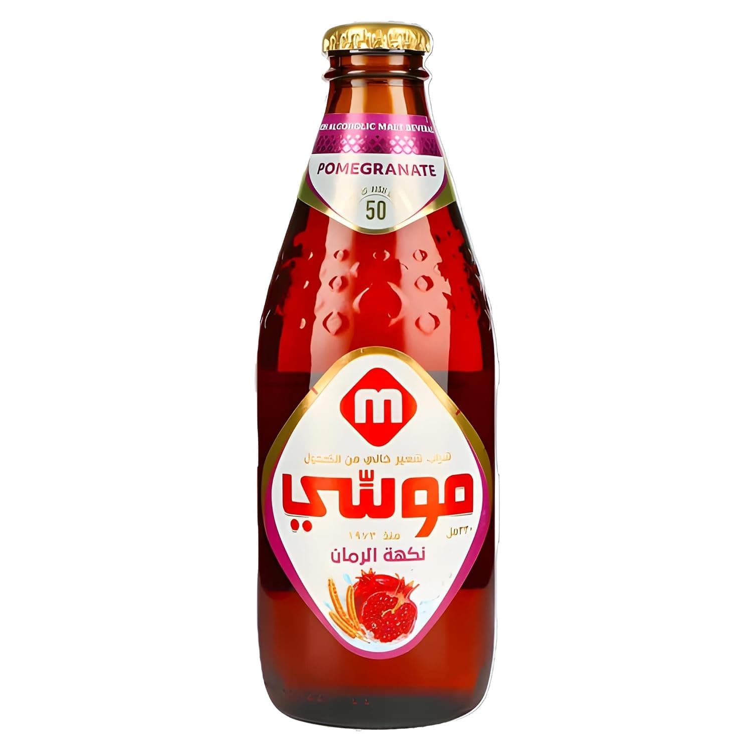 Moussy Pomegranate Non-Alcoholic Malt Beverage, 6 x 330 ml (Pack Size) Package design may vary