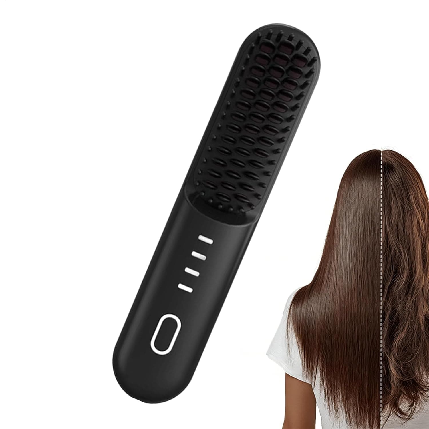 Brush Straightener for Women - 4-Temperature Cordless Anti-Scald Styling | Cordless Hair Straightener Brush | for Women Teen Girls Long Short Home Office Travel Outdoor Holiday Party