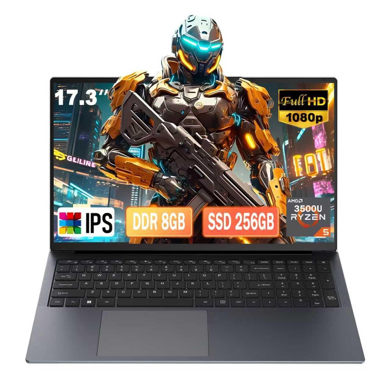 17 Inch Laptop, 8GB RAM 256GB SSD Laptop with Ryzen 5 (Up to 3.7GHz),IPS FHD Display, Webcam, Backlit Keyboard,RJ45,Dual Wi-Fi, Buletooth 5.0, HDMI, USB 3.0, Type-c Students HDMI,