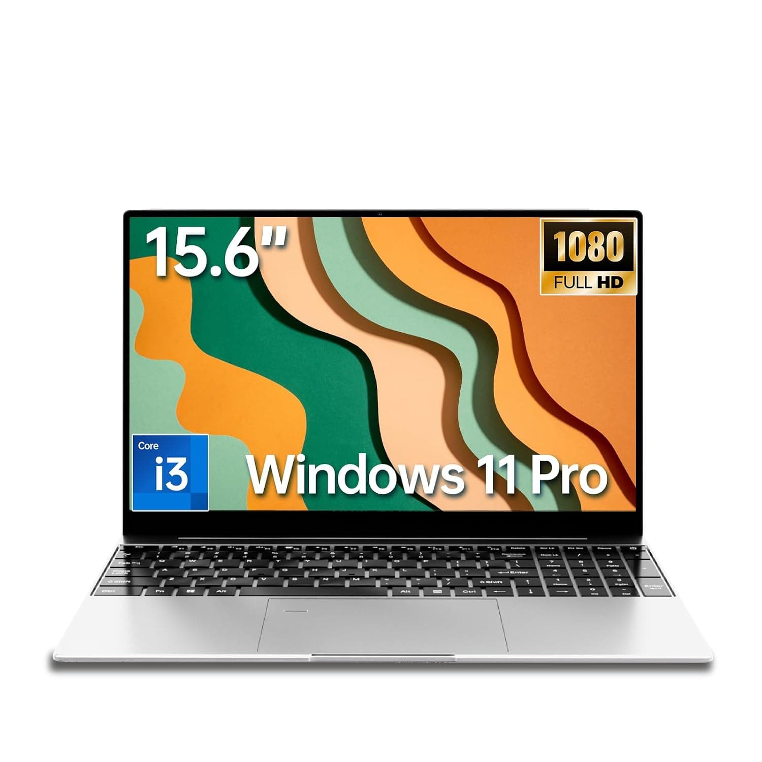 2026 Latest 15.6'' Laptop Win 11 Pro, 1080p FHD IPS Display, 8GB RAM 256GB SSD, Intel Processor 6500Y(3.4GHz), Backlit Keyboard, Fingerprint, Webcam, USB 3.2Gen1, WiFi5, BT5, Mini-HDMI, TF Card Slot