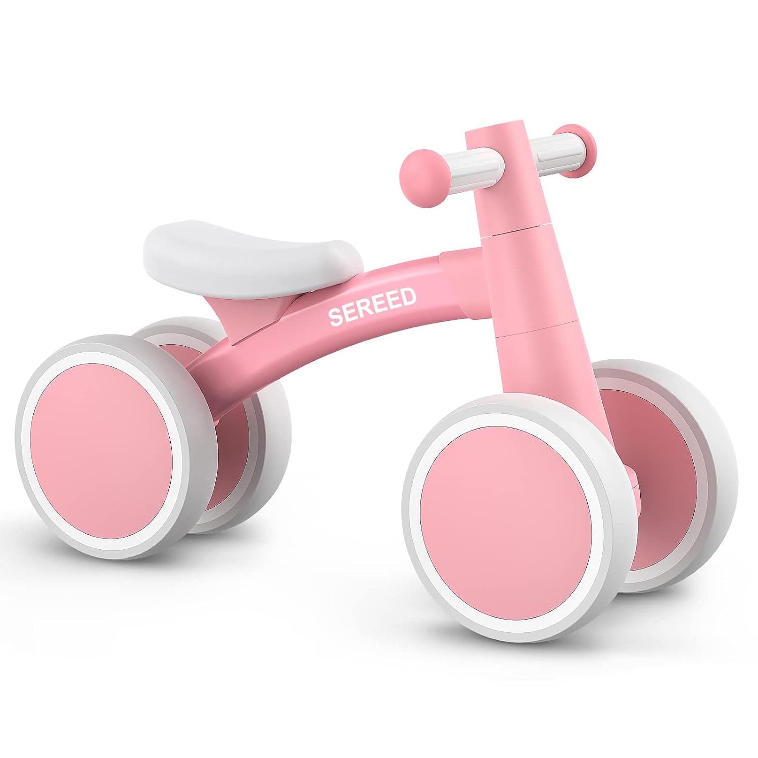 SEREED Children's Balance Bike from 1 Year, Balance Bike Toy for 12-36 Months Baby, First Bicycle without Pedal with 4 Wheels for Boys and Girls, Toddlers, First Birthday Gift