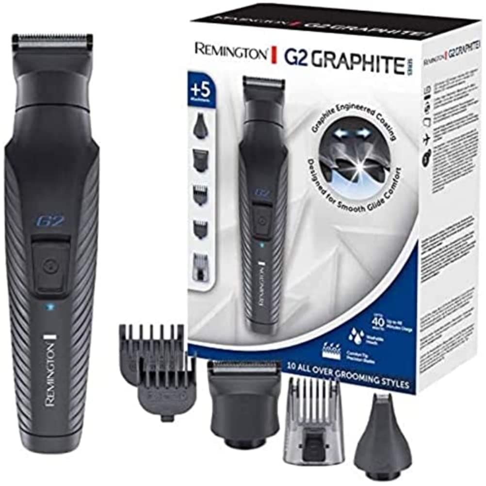 Remington Multi Hair Trimmer G2 (Including 5 Attachment Heads/Combs, Battery Operated), Men's Beard Trimmer, Hair Trimmer, Body, Ear & Nose Hair Trimmer, Self-Sharpening Blades, PG2000