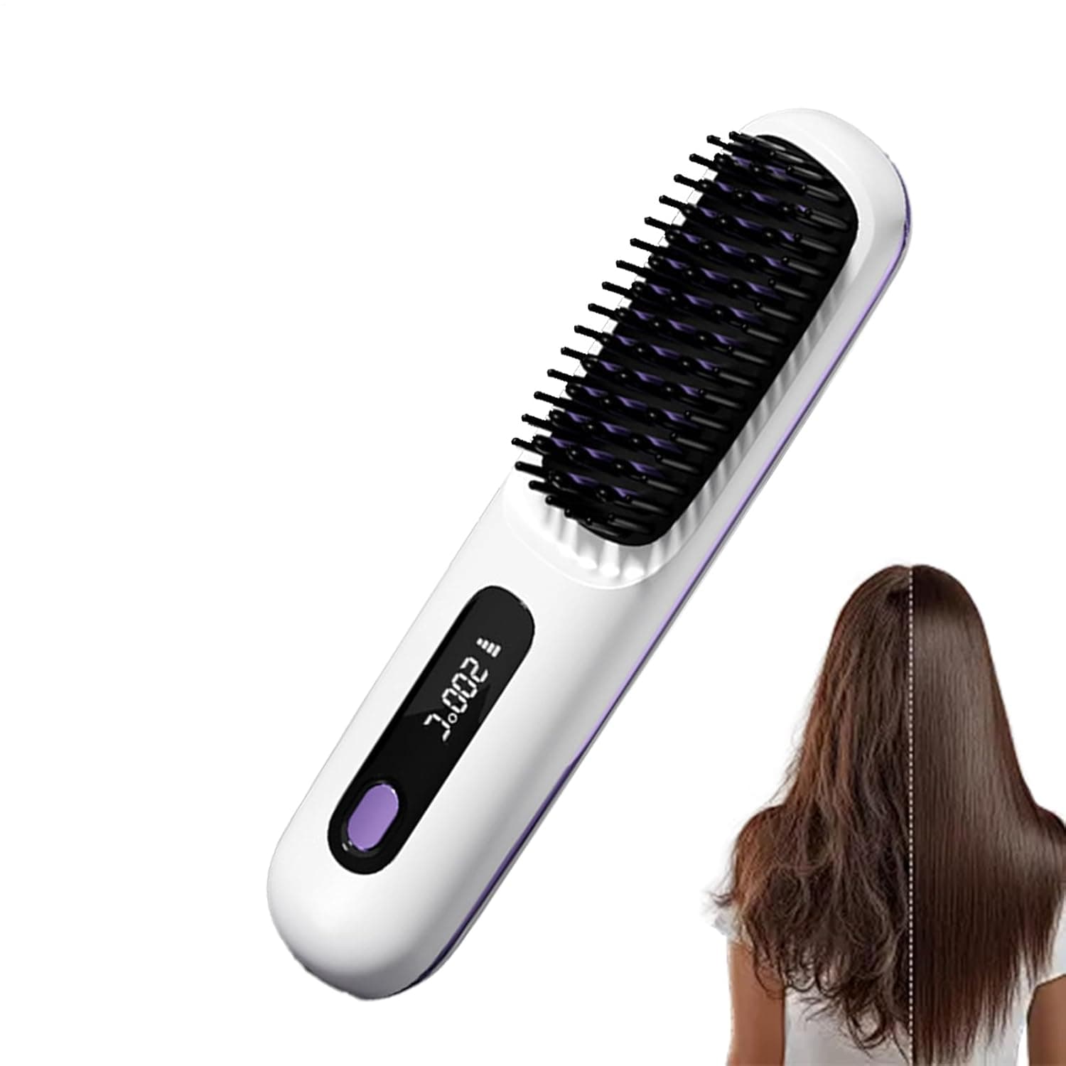 Hair Brush Straightener | Cordless Rechargeable Styling Tools with 3 Temp Settings - Negative Ionic Hair Straightener Brush,for Home Travel Vacation Morning Rush