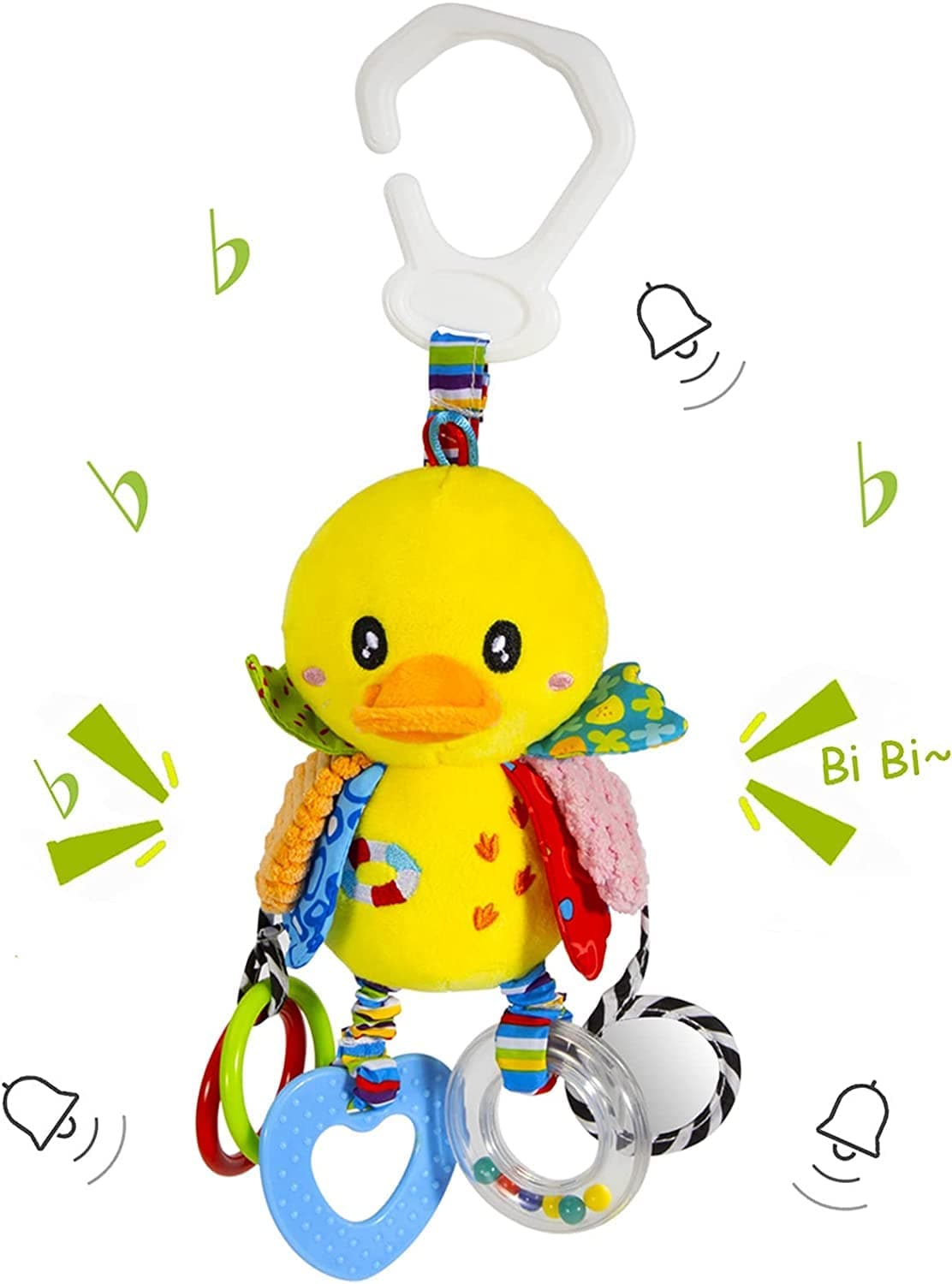 Pram Toys for Babies Clip On Car Seat Toys Toddlers Stroller Toys with Hanging Rattle for Infants Sensory Toys for Baby Girls and Boys Soft Toys for Newborn 0-6 Months
