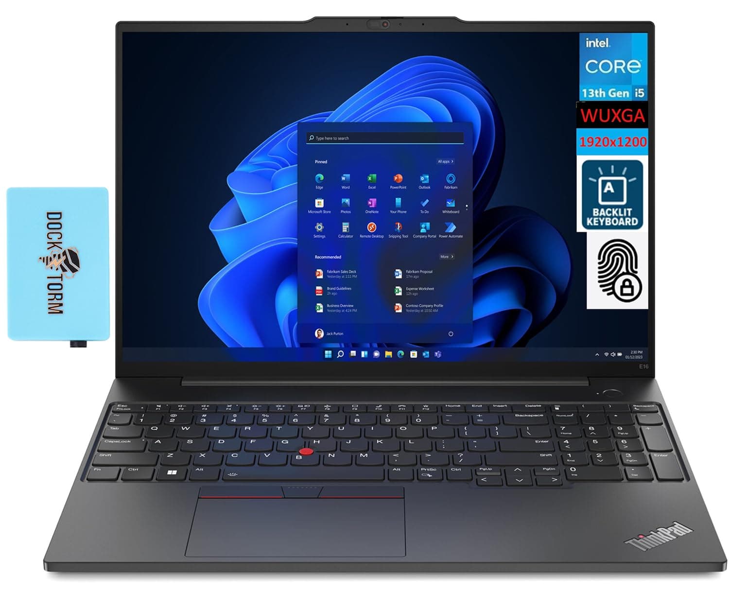 Lenovo ThinkPad E16 Gen 1 Business Laptop 16.0" IPS WUXGA (Intel i5-1335U 10-Core, 16GB RAM, 512GB PCIe SSD, Backlit KYB, Fingerprint, Thunderbolt 4, WiFi 6, Win 10 Pro) w/DKZ Hub USB Port Expander