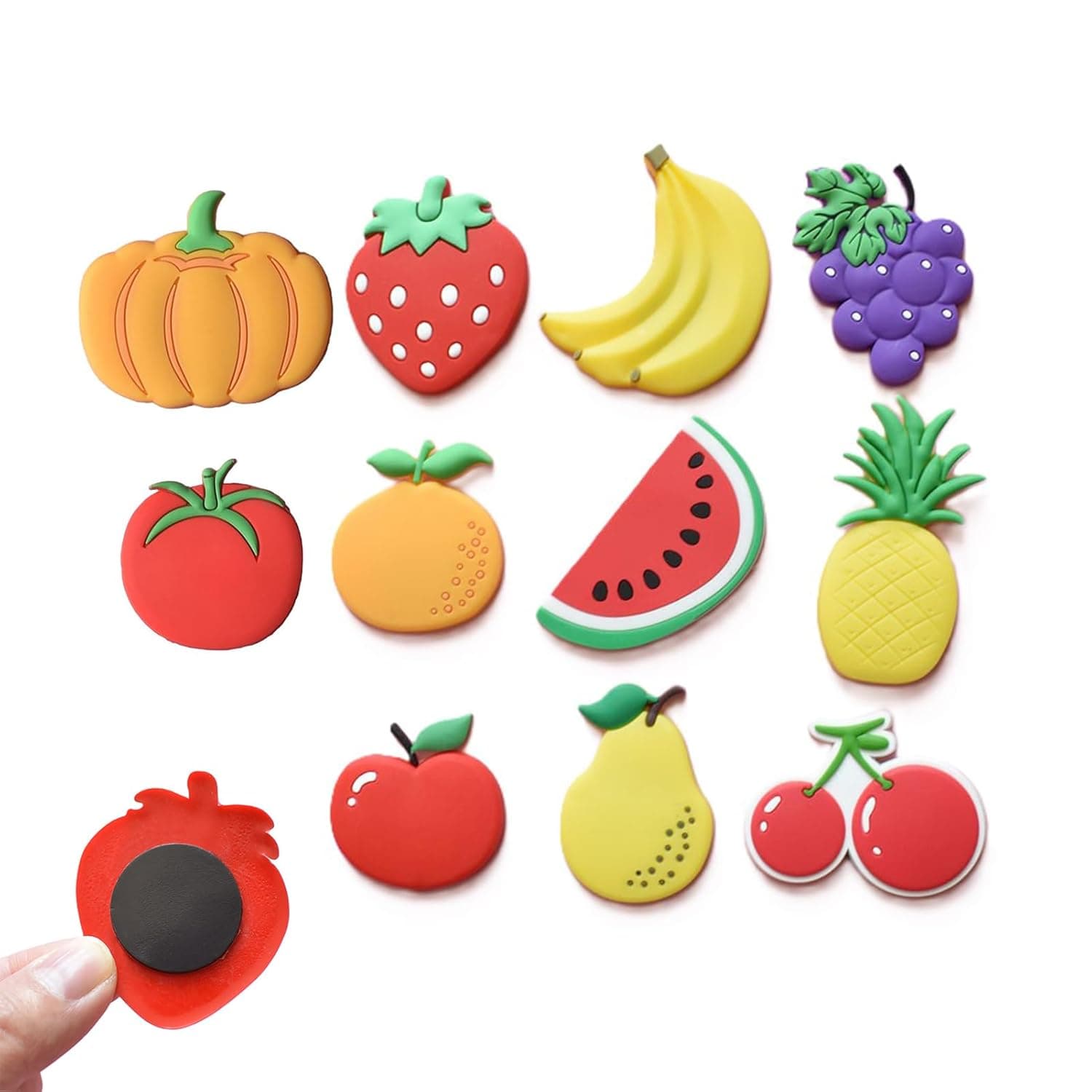 11 قطعة من مغناطيس الثلاجة للاطفال من هيبايد، ملصقات مغناطيسية للثلاجة بتصميم فاكهة كرتونية، مغناطيس مطاطي للسبورة البيضاء والمكتب، اداة العاب تعليمية لتزيين المطبخ والمدرسة (فاكهة)