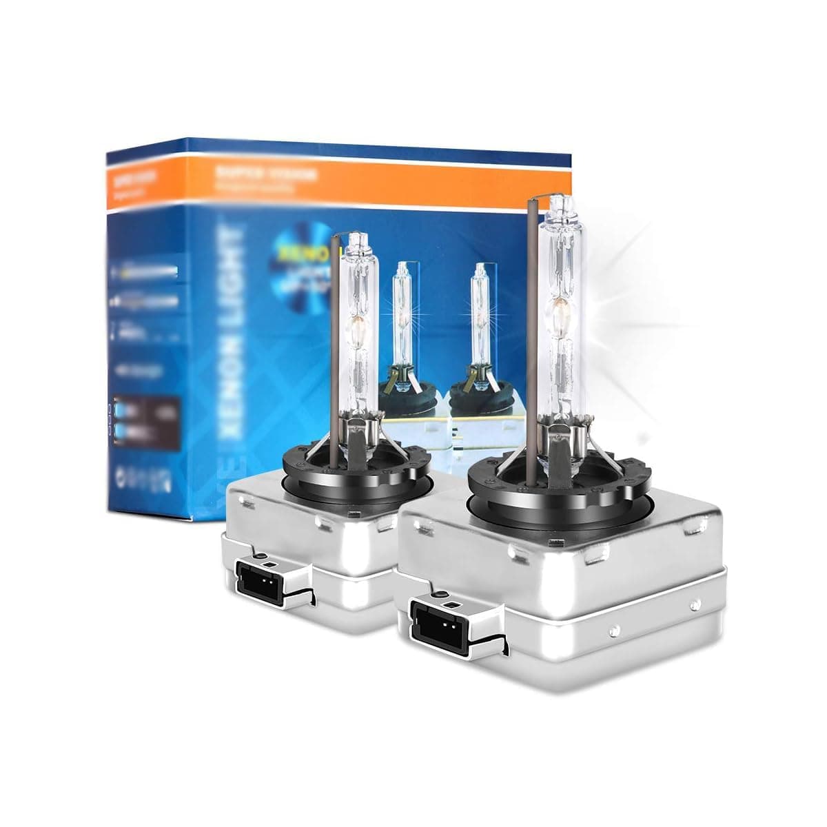 Aputue Xenon Hid Bulb, D1S 35W 12V 6000K Cold White Replacement Headlight, Direct Fit Auto Vehicle Front Lamps, Plug and Play Light for Standard Car Road Illumination Night Driving 2pcs