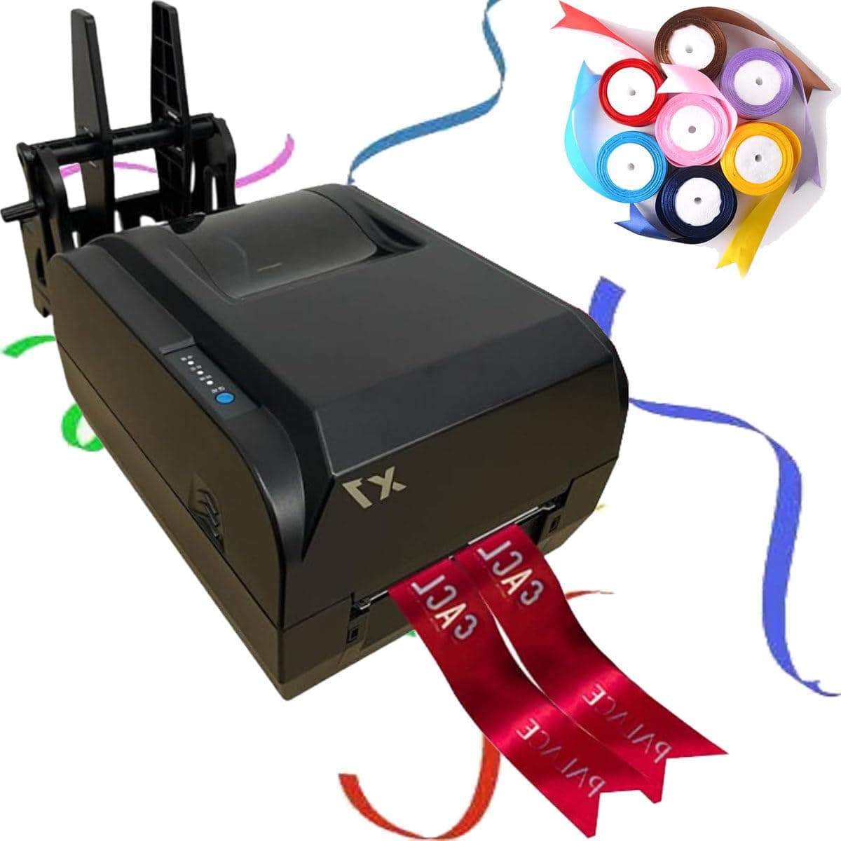Satin Ribbon Printing Machine, 4 Row Digital Ribbon Printer Stamping Printing Machine for Gift Wrapping