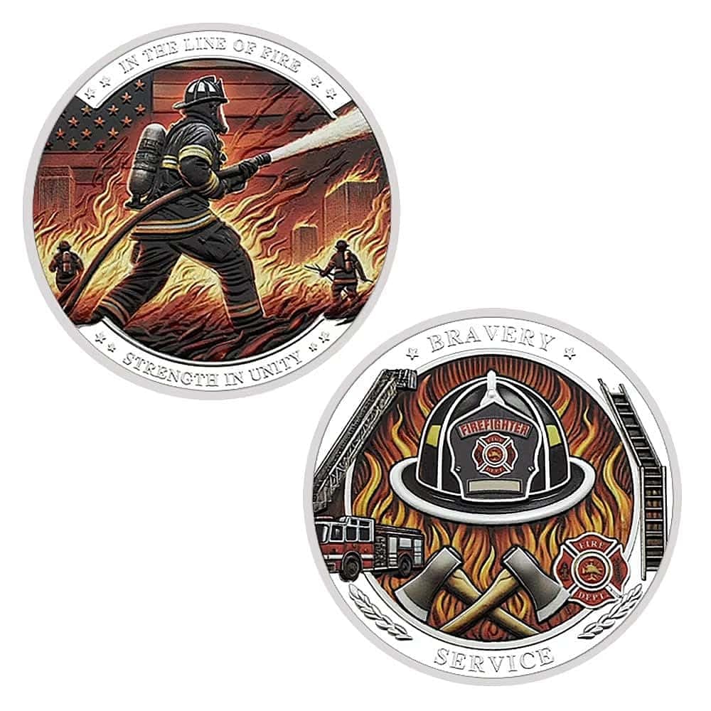 New Firefighter Challenge Coin Bravery Medal Coin Collection (Silvery)