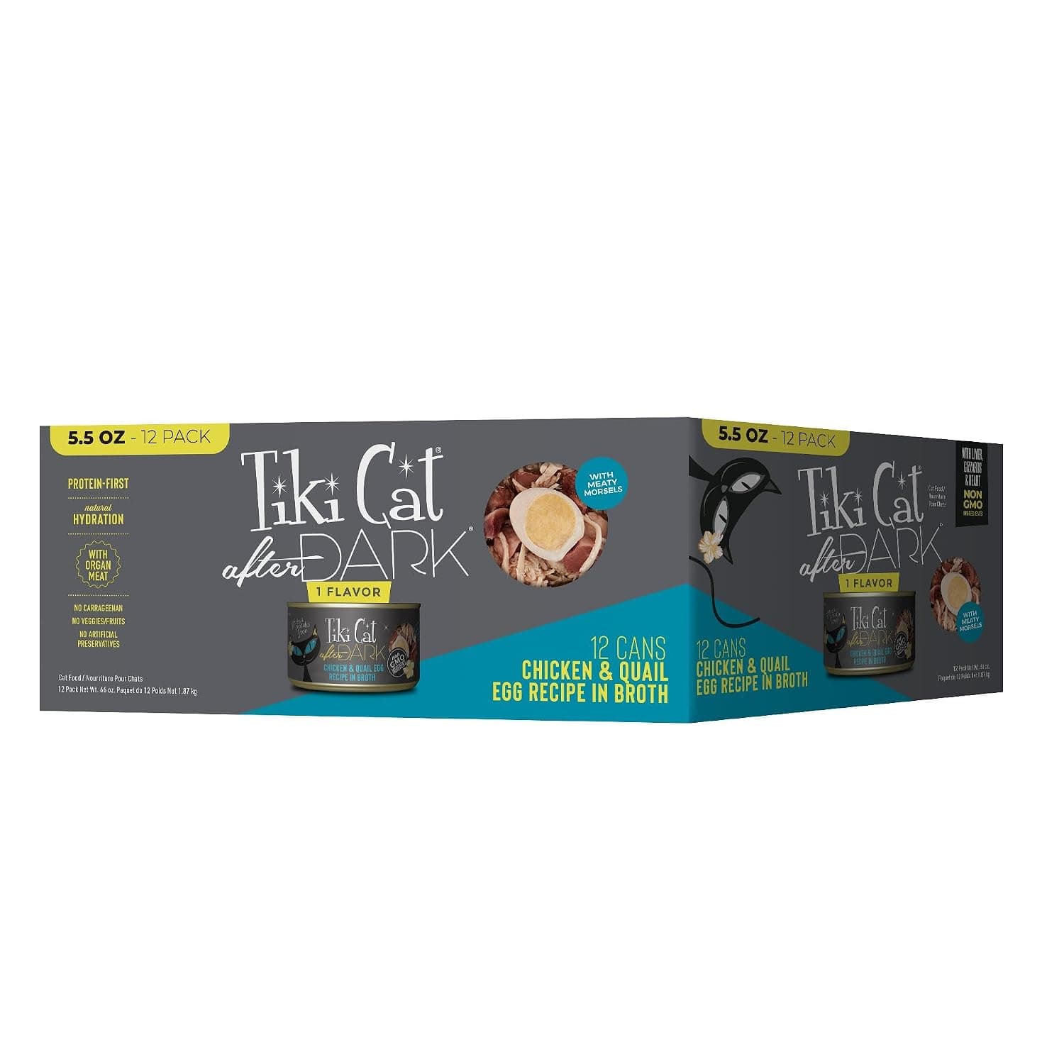 Tiki Cat After Dark, Chicken & Quail Egg, High-Protein and 100% Non-GMO Ingredients, Wet Cat Food for Adult Cats, 5.5 oz. Can (12 Count)