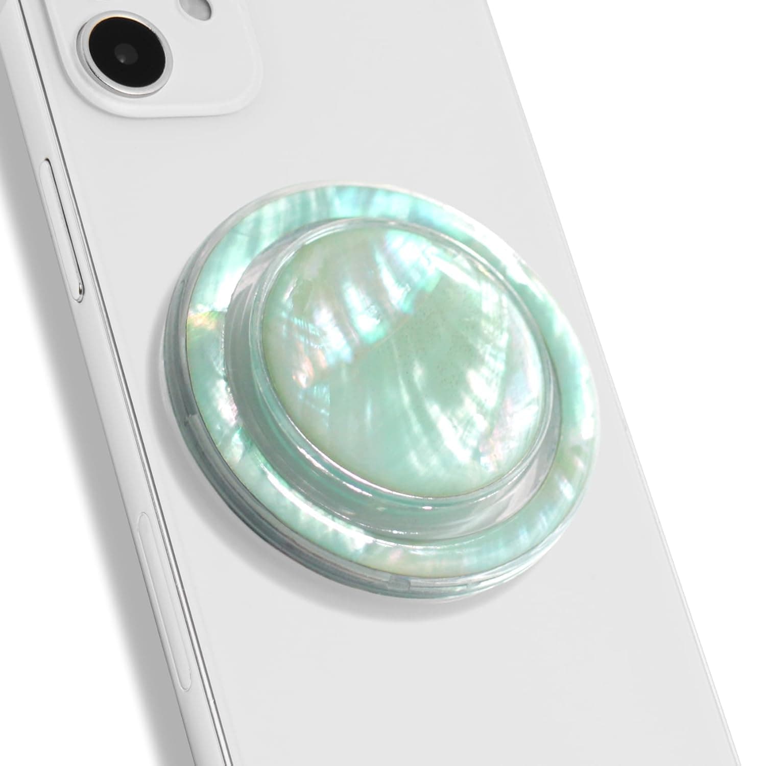 حامل هاتف محمول قابل للطي بتصميم صدف طبيعي لطيف، حامل للهاتف الذكي والتابلت (نوع مغناطيسي، ازرق اكوا)