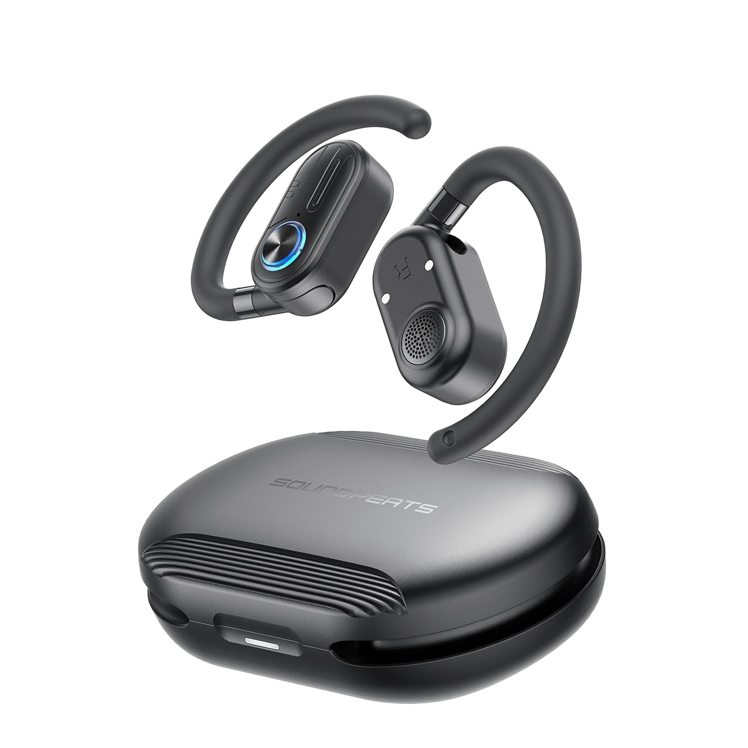 SoundPEATS LinkFree Open Ear Headphones Lightweight Comfort 3D Adjustable Ear Hooks, Clear Calls with Dual Mic and AI Wireless Earbuds, 12x17mm Oval Driver Boost Bass, Bluetooth 5.3, IPX4, App Support