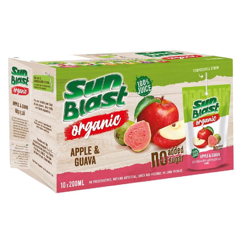 Sun Blast Organic Apple Guava Juice,200ml - Pack of 10