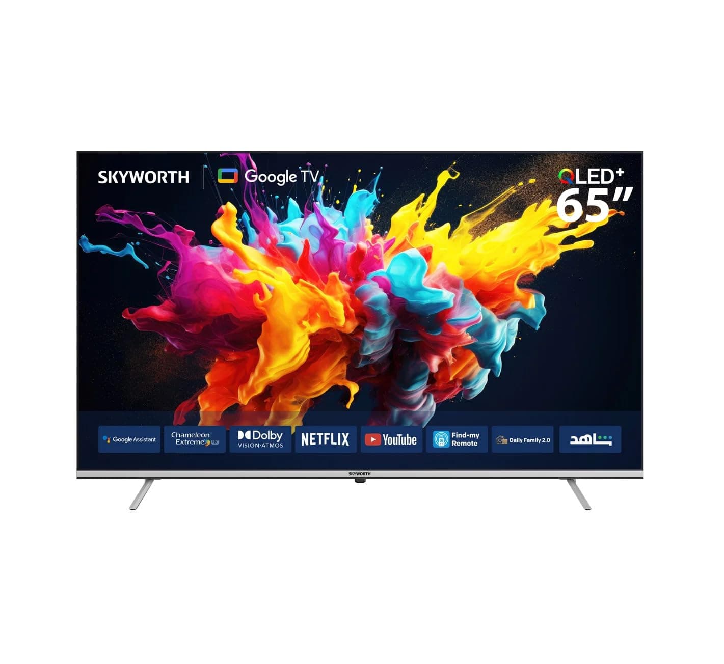 Skyworth 65Q6500G - 65" QLED+ 60Hz Google TV, Dolby Atmos, Eye Care 2.0, Filmmaker Mode, Game Mode, Hands-free Voice Control, and 2x12W Sound Channels. (2 Years Warranty)