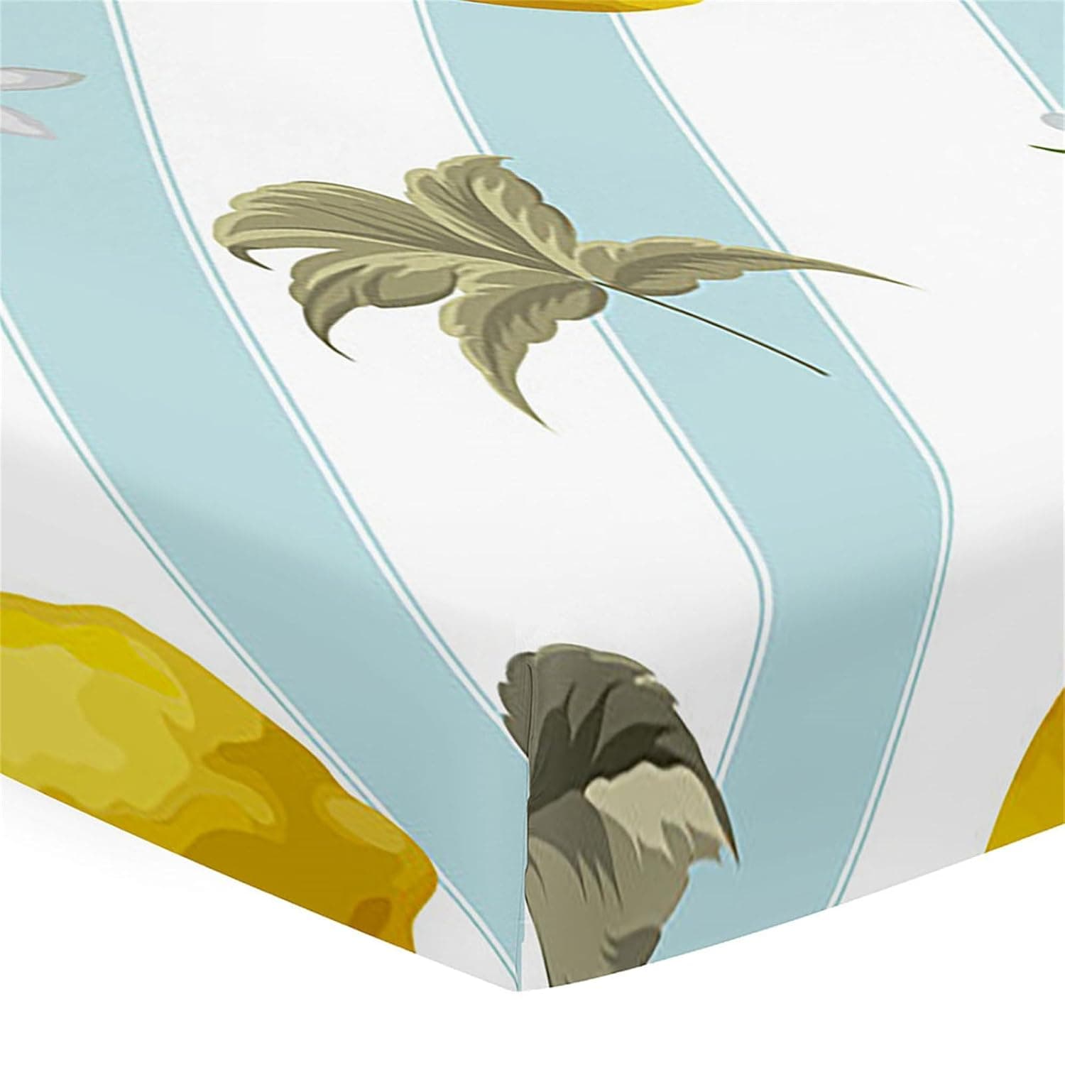 Morbuy Cot Bed Fitted Sheets, Cute Fruits Soft Cot Sheets, Cot Sheets with Elasticated Corners, Crib Sheets for Girls and Boys (Lemon, 90 x 55 cm)