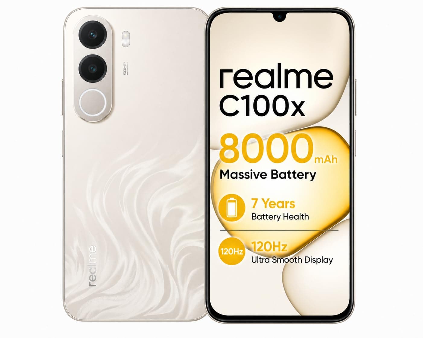 realme C100x 4G Smartphone Dual SIM, Mobile Phone 6GB, 128GB Storage, 50MP Camera, Android 16 (Gloden Coast)