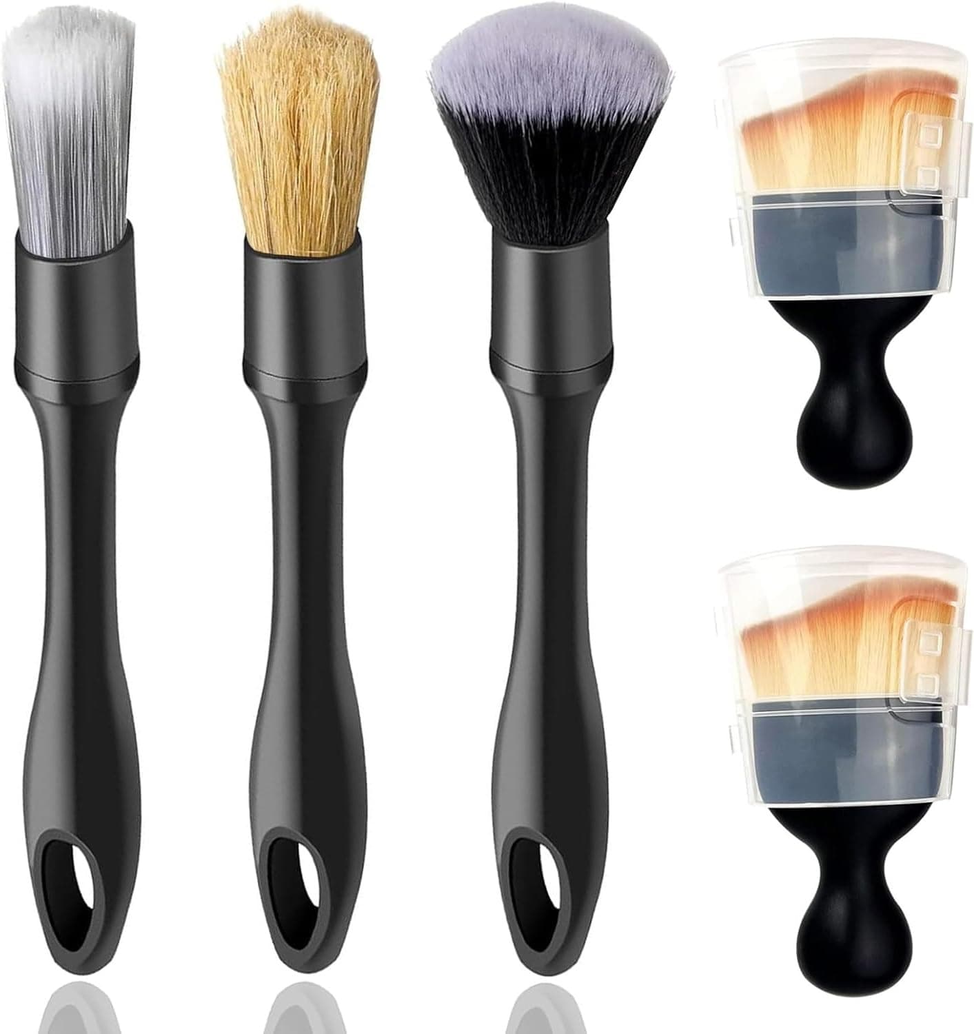 5PCS Car Detailing Brush Set for Interior & Exterior Cleaning, Detailing Brushes for Air Vents, Wheels, Leather Seats, Dusting Cleaning Supplies, Durable Car Cleaning Tools