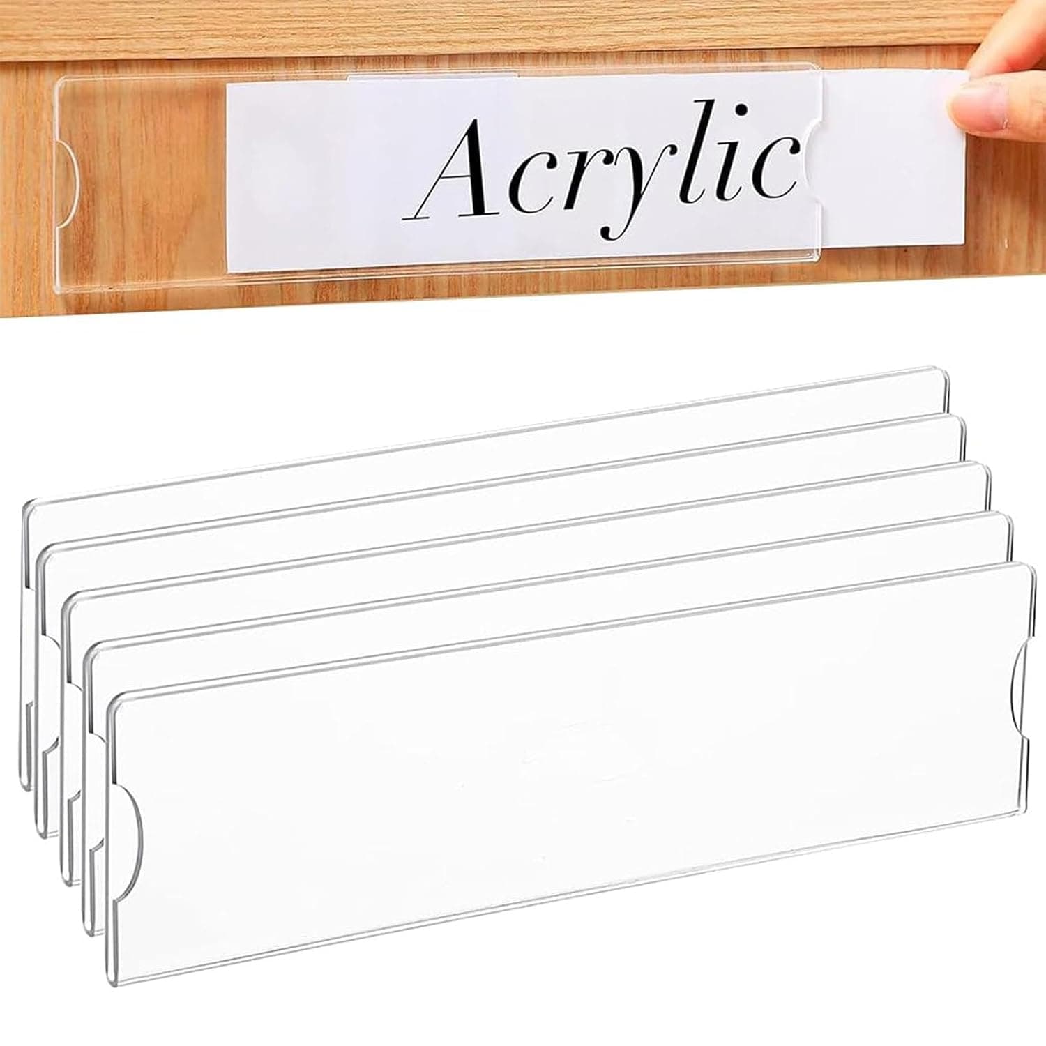 ALMEKAQUZ 5 Sets Acrylic Wall Name Plate Holder,Clear Plastic Sign Label Frame with Adhesive Tape,Horizontal Wall Name Plates for Door,Office Nameplate Display Trays for Office Home