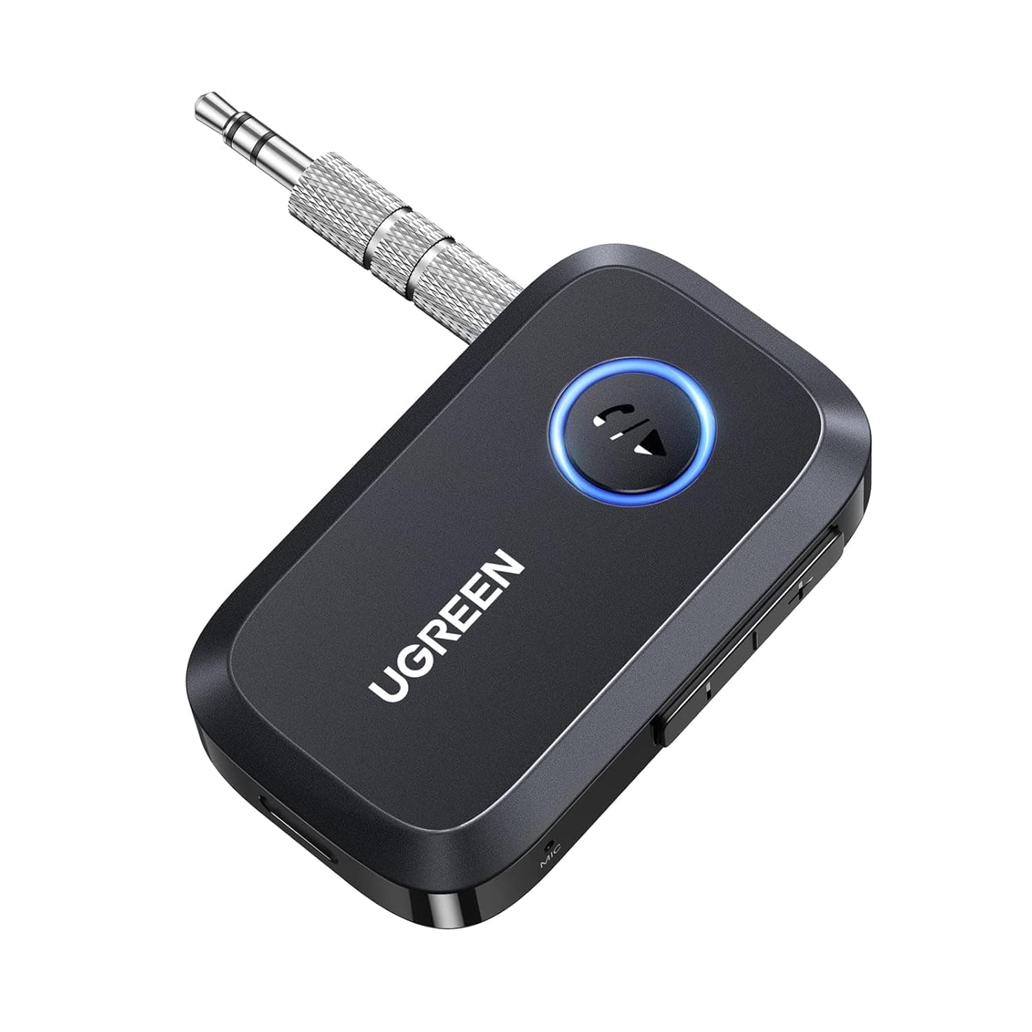 UGREEN Aux Bluetooth Car Adapter 3.5mm,Portable Bluetooth 5.3 Receiver for Car,BT 3.5mm Jack Kit with Built-in Microphone for Car Stereo/Speaker/Home Stereo/Wired Headphones,15H Battery Life