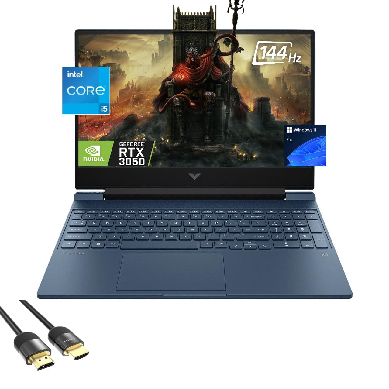 HP Victus Gaming Laptop, 15.6" FHD Display, 12th Gen 8-Core i5 12450H (Up to 4.40 GHz), GeForce RTX 3050, 16GB RAM, 1TB PCle 4.0, Backlit KB, Keypad, WiFi 6, RJ45, USB-C, PDG HDMI Cable, Win 11 Pro