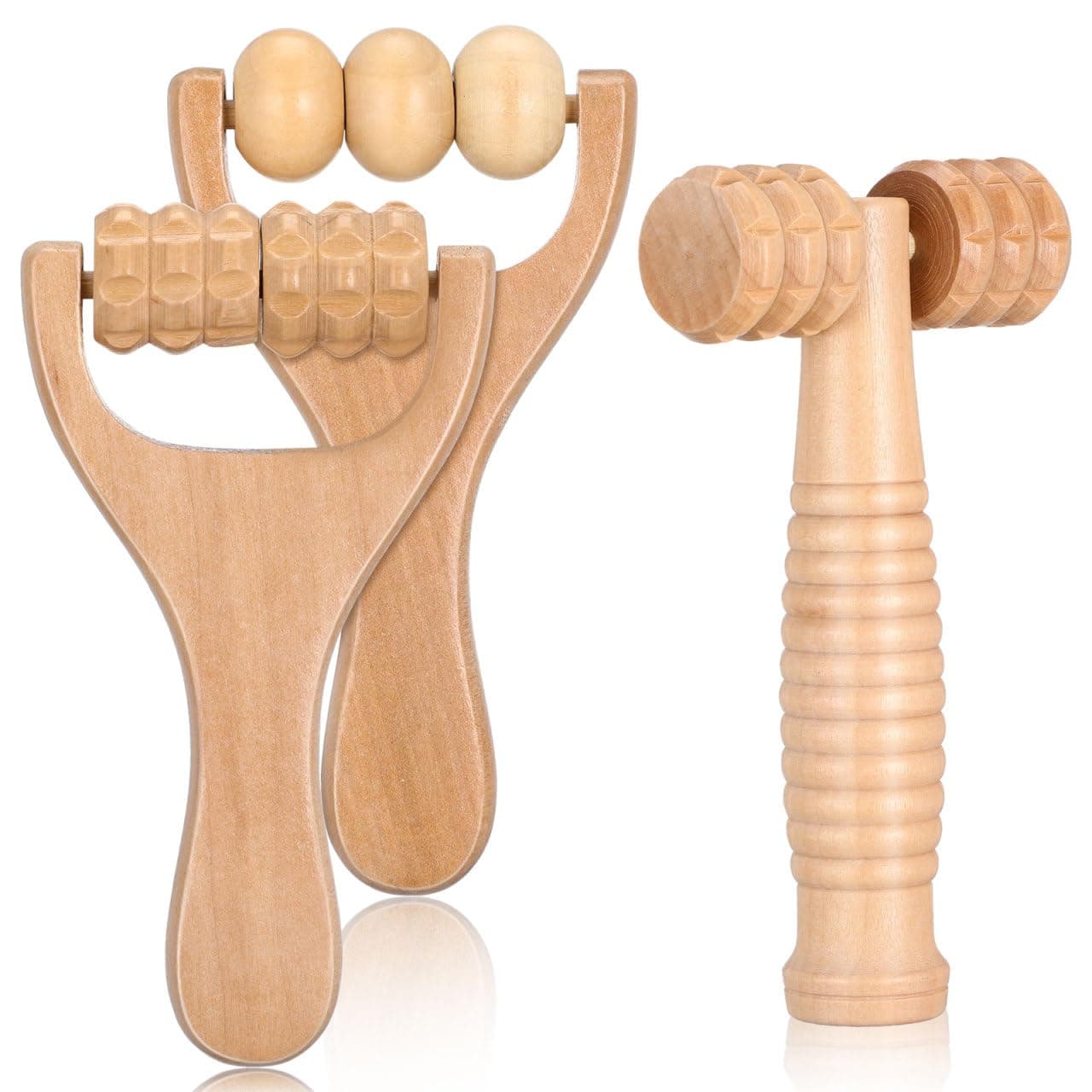 FOMIYES 3pcs Wooden Handheld Massage Rollers for Foot Back Neck Shoulder Relief Portable Body Therapy Tools with Smooth Rounded Design for Acupoint Stimulation and Muscle Relaxation