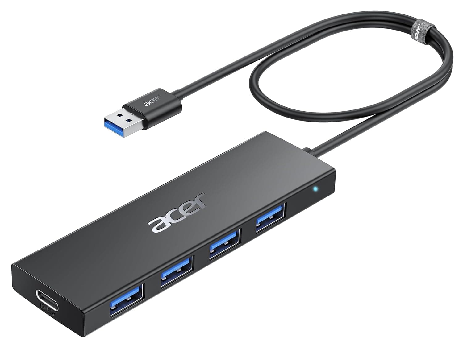 Acer USB Hub 3.0, Multiport USB-A Adapter with 4 Ports, Ultra Slim Multiple Splitter, USB Extender for Keyboard, Mouse, Compatible with Acer Laptop, PC, XPS, Surface, ThinkPad - 60cm