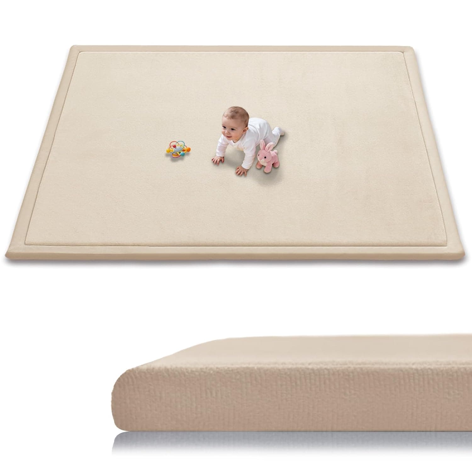 Baby Play Mat for Floor, 3cm Thick Memory Foam Mat with Non-Slip Backing, Soft Coral Velvet Mat 140 x 199 cm, Baby & Toddler Mat