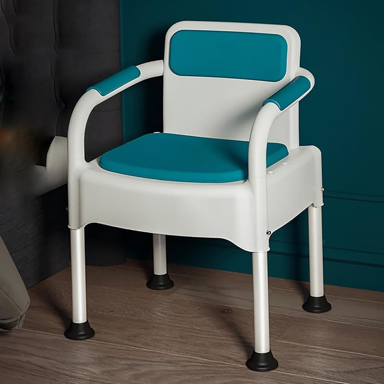 Portable Commode Chair, Mobile Bedside Toilet with Handles,Sturdy Support-Slip Resistant,Potty Chair with Tissue Box for Elderly Disabilities