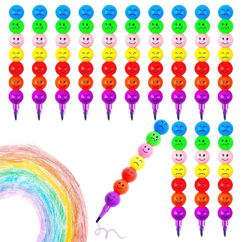 20PCS Mini Stacking Crayons, Stacking DIY Buildable Party Favors 7 Colors in One, Multicolor Stackables Crayon for for Office School Supplies Coloring Drawing Birthday