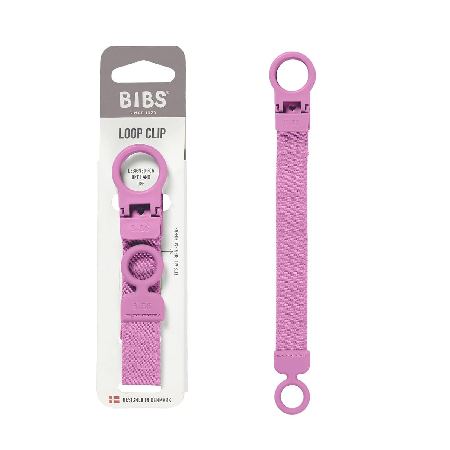 BIBS Dummy Clip Loop, Fits All BIBS Dummies, Bubblegum