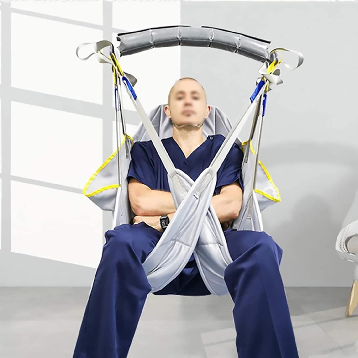 Toileting hoist sling, patient lift stair board mesh fabric toilet sling design with split leg for nursing elderly disabled